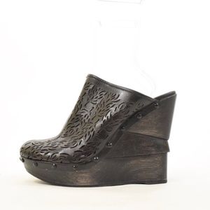 DVF Diane Von Furstenberg Laser-Cut Wedge Mules